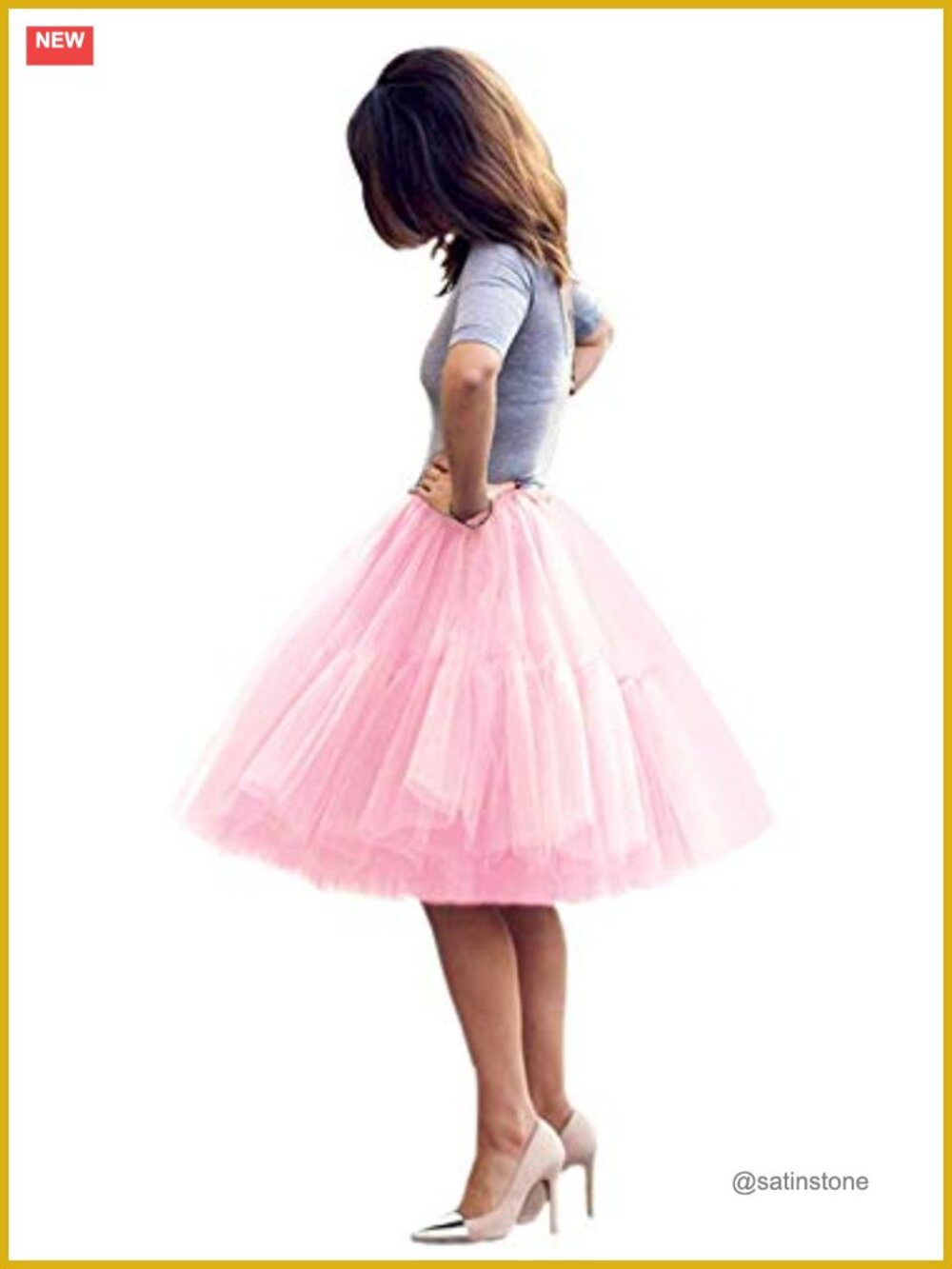 Midi Tulle Tutu Skirt Five Layers A-Line Party Prom Underskirt Tulle